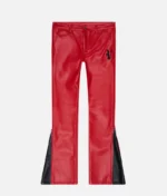 Valabasas Cerniera Red Stacked Flare Jeans Leather (2)